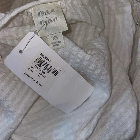 Roan and Ryan Dress Maxi Long Sleeve Tie Waist White Cotton Stripe XS NWT - Picture 9 of 9